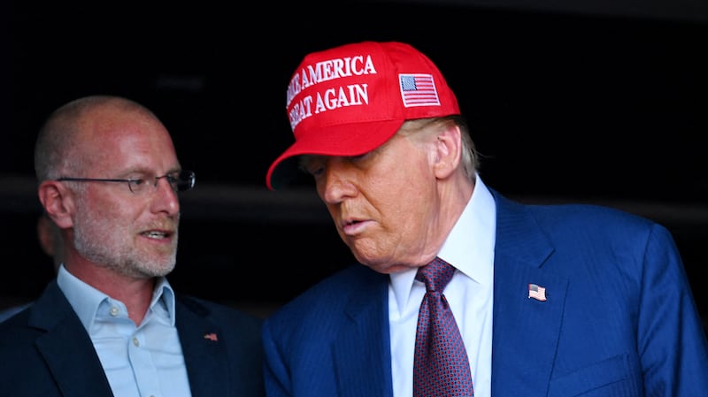 Donald Trump, alongside Brendan Carr, in Brownsville, Texas, in November last year.