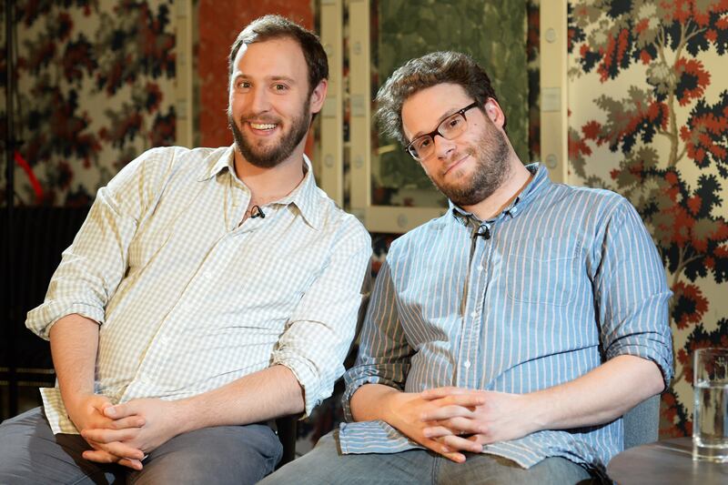 Evan Goldberg and Seth Rogen pose for a photocall for 'This Is The End'