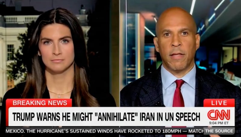 Corey Booker called out Donald Trump's treatment of Kaitlan Collins during their interview.