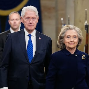 Bill Clinton and Hillary Clinton arrive prior to the inauguration of President-elect Donald Trump at the United States Capitol on January 20, 2025 in Washington, DC.