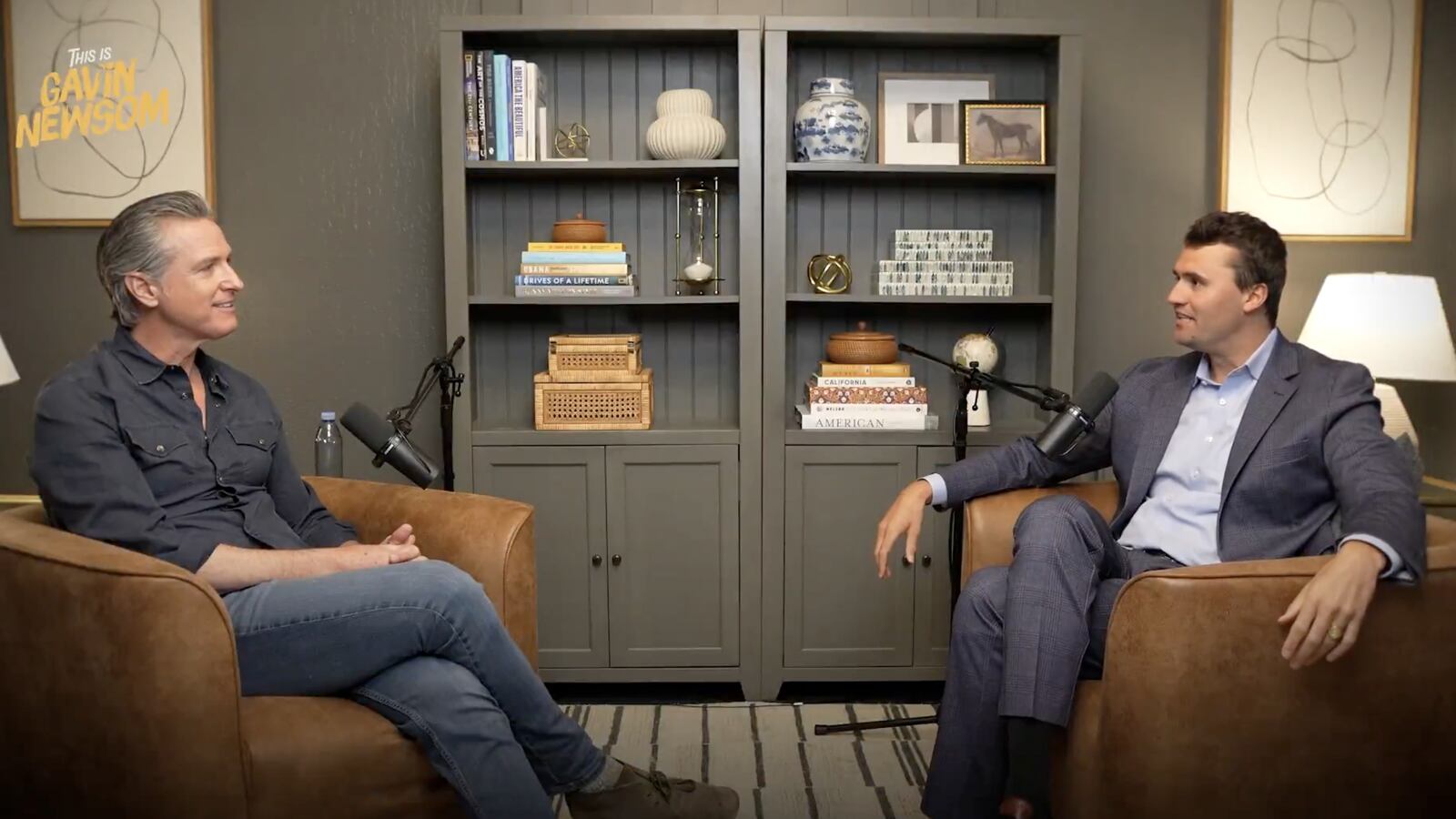 Gavin Newsom and Charlie Kirk
