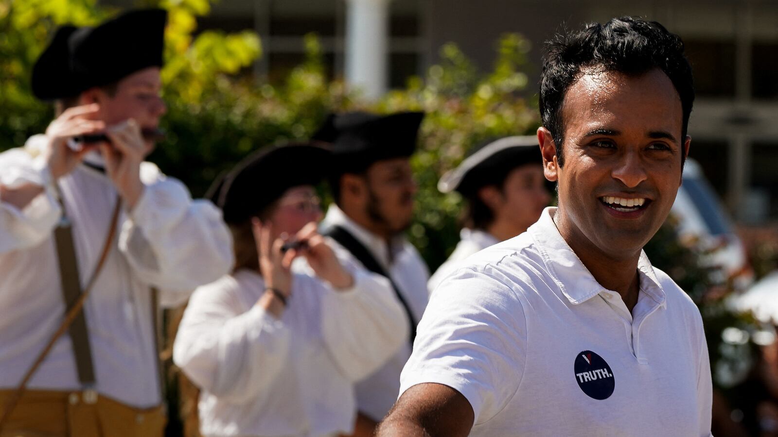 A picture of Republican presidential candidate Vivek Ramaswamy. Ramaswamy, known for his strident opposition to affirmative action and battle against “wokeness,” couldn’t seem to get around his own past rhetoric in a recent interview.