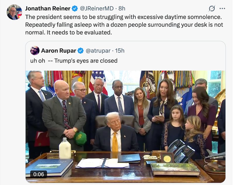 Jonathan Reiner was concerned to see Trump appear to fall asleep.