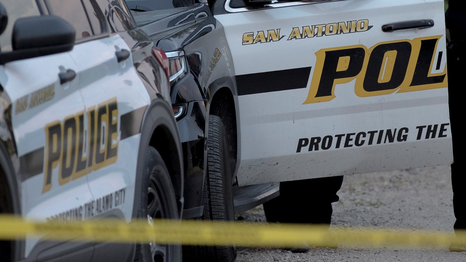 Police officers guard the scene of an alleged human smuggling mass casualty event in San Antonio, Texas