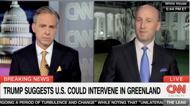 Jake Tapper interviews Stephen Miller on CNN.
