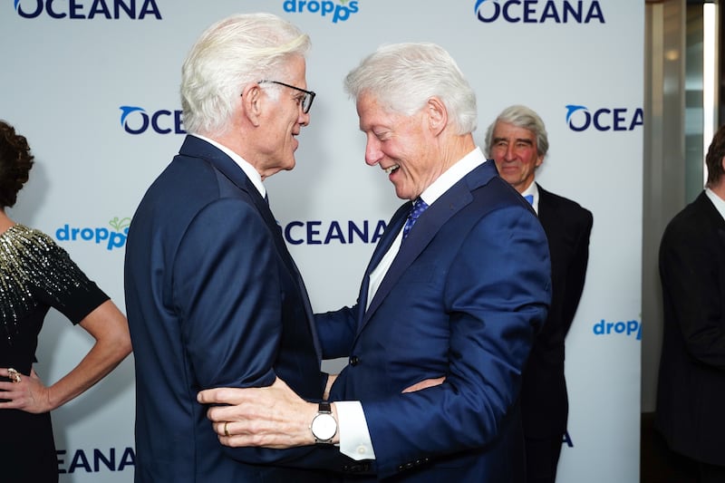 Ted Danson and President Bill Clinton attend OCEANA 2019 NY Event Gala Honoring Diane Lane and Simon Sidamon-Eristoff at The Rainbow Room on September 10, 2019 in New York City.