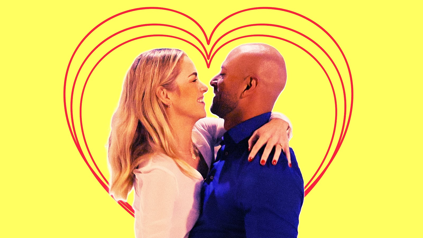 A photo illustration of Stacy and Izzy on Love is Blind.