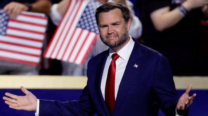 U.S. Vice President JD Vance gestures on stage at the Republican National Midterm Convention in Dallas, Texas, U.S., September 10, 2026. REUTERS/Brian Snyder     TPX IMAGES OF THE DAY