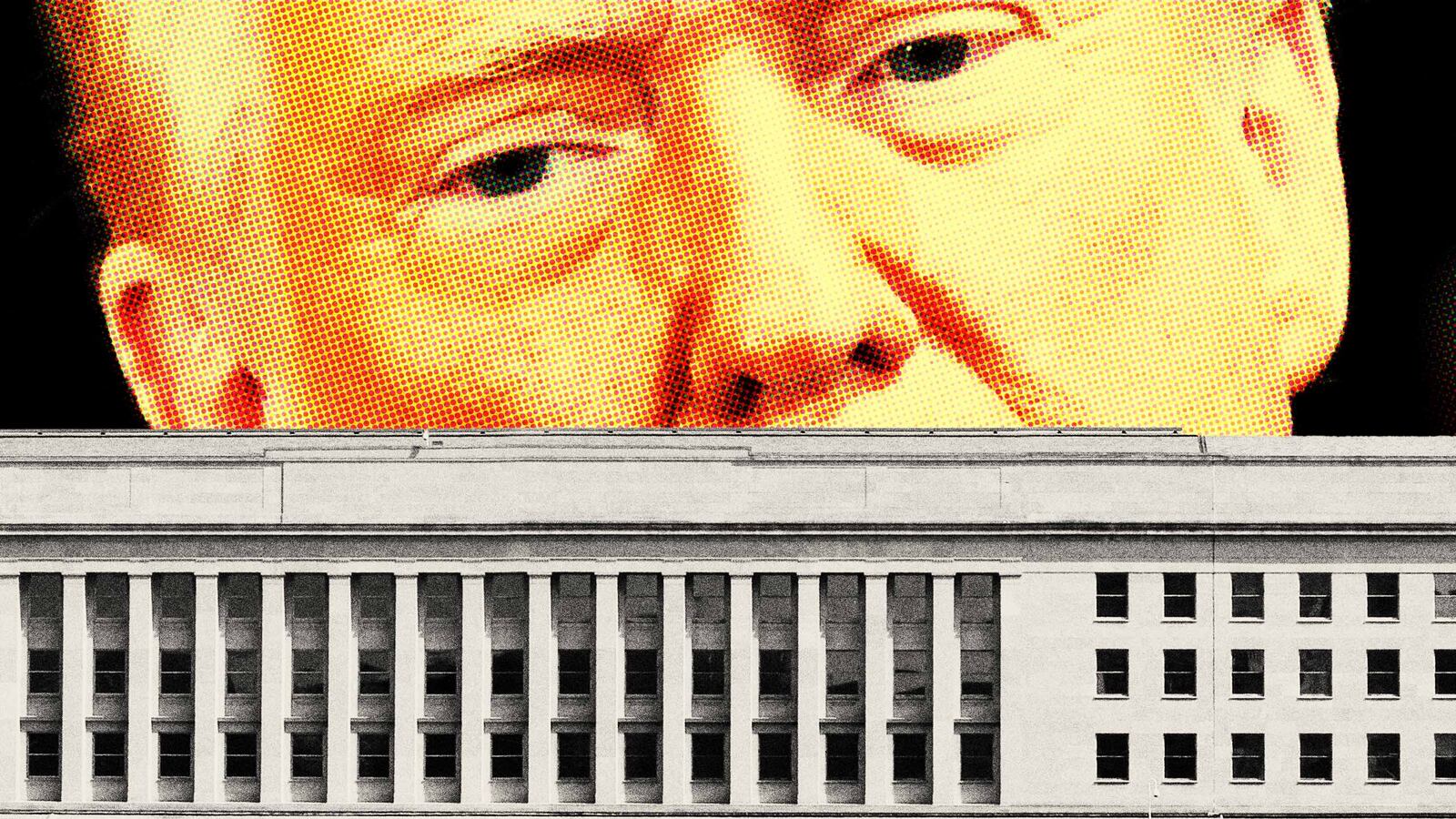 Donald Trump over the Pentagon