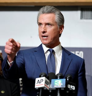 California Governor Gavin Newsom speaks after he and other lawmakers signed the "Election Rigging Response Act" in Sacramento, California, U.S. August 21, 2025.  REUTERS/Fred Greaves