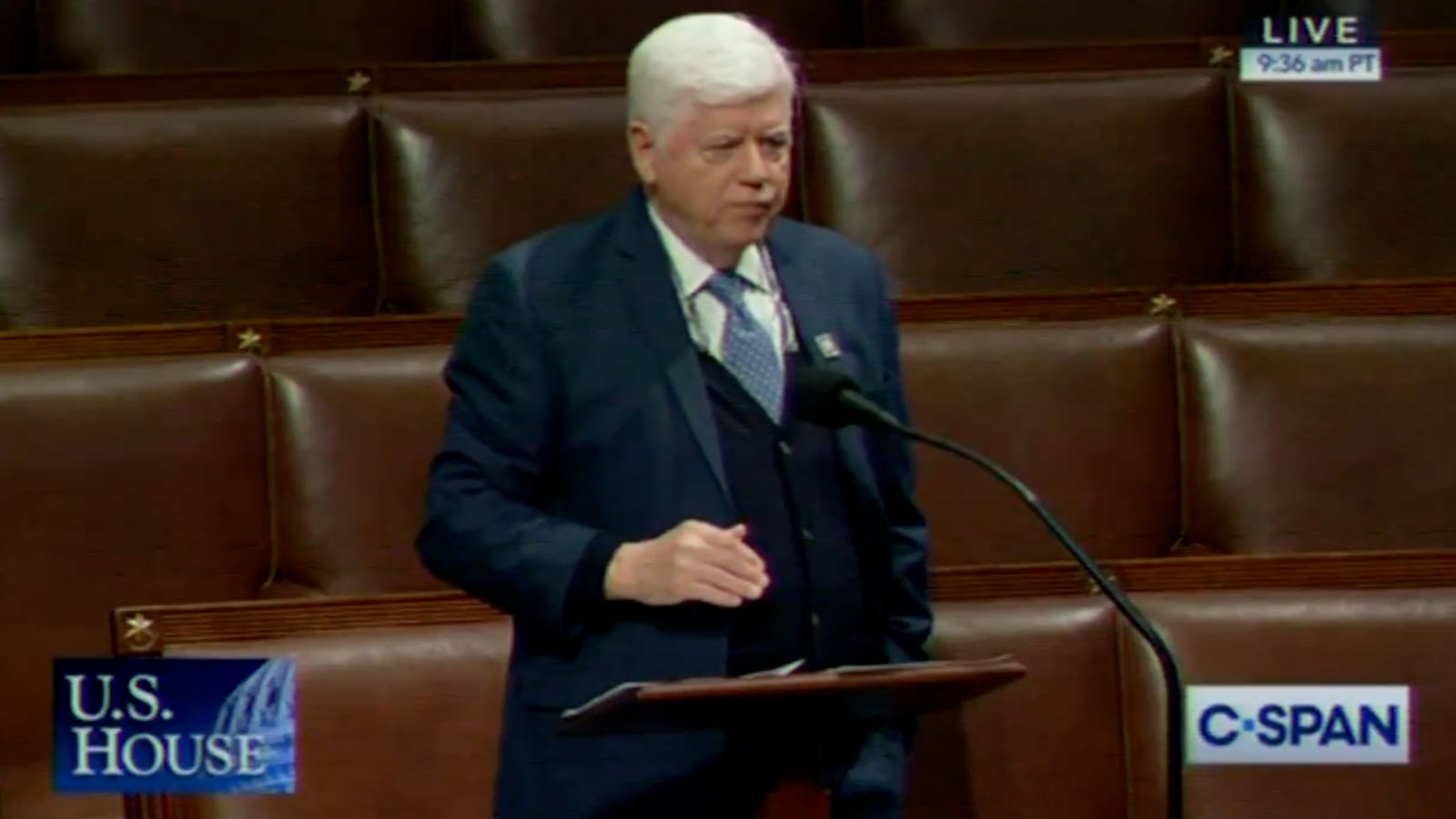 Connecticut Rep. John Larson froze during a speech on the House floor Monday.