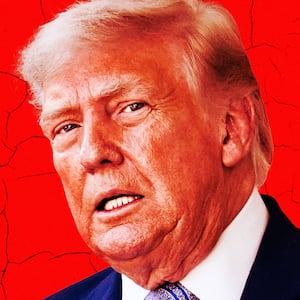 A photo illo illustration of Donald Trump.