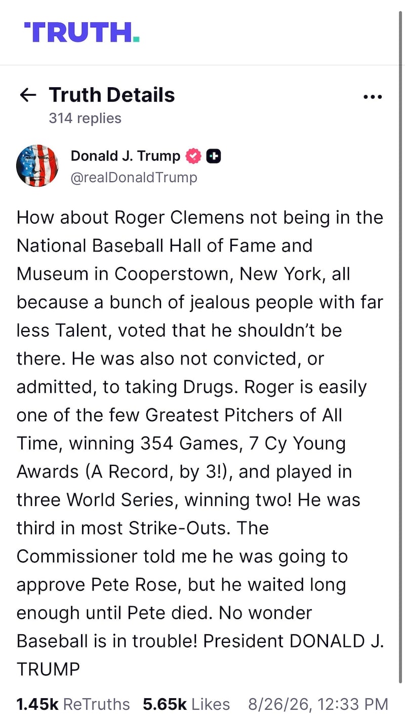 Trump declared baseball was "in trouble."