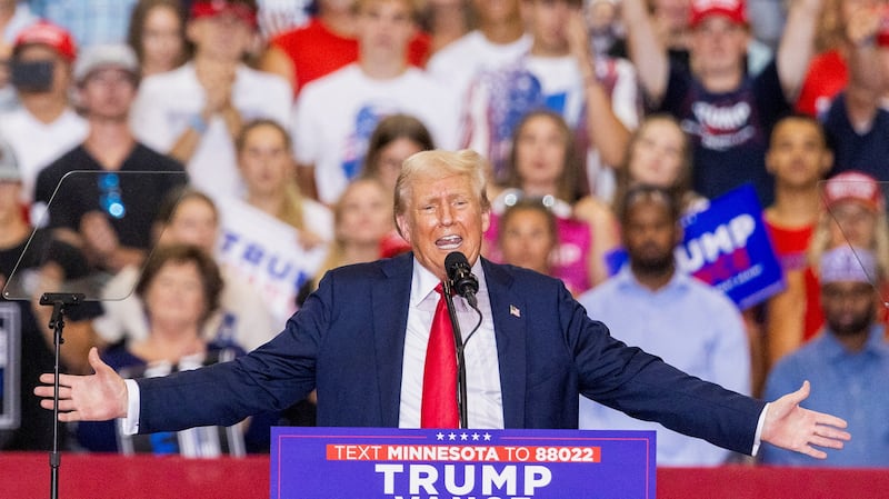 Republican presidential nominee and former U.S. President Donald Trump speaks during a rally in St. Cloud, Minnesota, U.S. July 27, 2024.