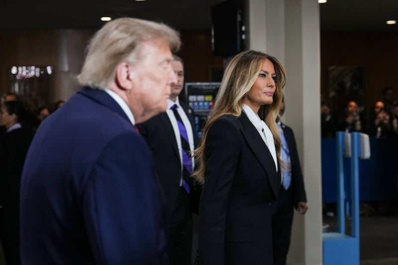 US first lady Melania Trump arrives with President Donald Trump to attend the 81st United Nations General Assembly at UN headquarters in New York City, US, September 22, 2026.  REUTERS/DAVID DEE DELGADO