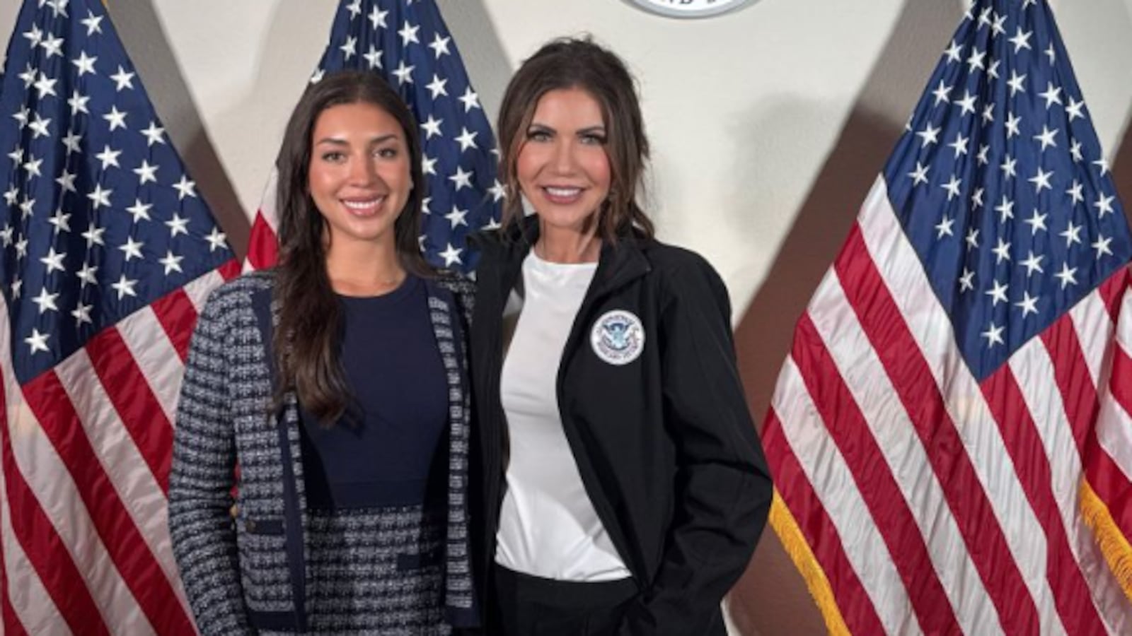 Julia Varvaro posed for a photo alongside ousted Homeland Security Secretary Kristi Noem.