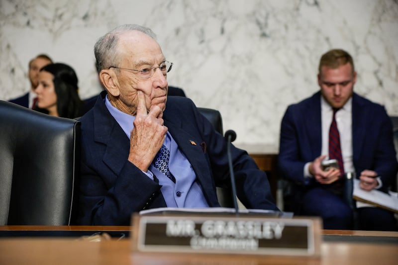 US Senate Judiciary Committee Chairman Chuck Grassley (R-IA) on the day former US special counsel Jack Smith testified during the Senate Judiciary Committee hearing on Capitol Hill in Washington, DC, US, September 29, 2026.