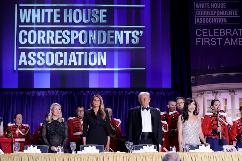 White House Press Secretary Karoline Leavitt, Melania Trump, U.S. President Donald Trump, and Weijia Jiang
