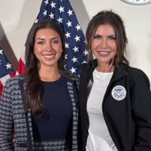 Julia Varvaro posed for a photo alongside ousted Homeland Security Secretary Kristi Noem.