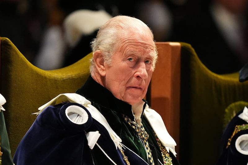 Britain's King Charles during the Thistle Service at St Giles' Cathedral, in Edinburgh, Scotland, on July 1, 2026.