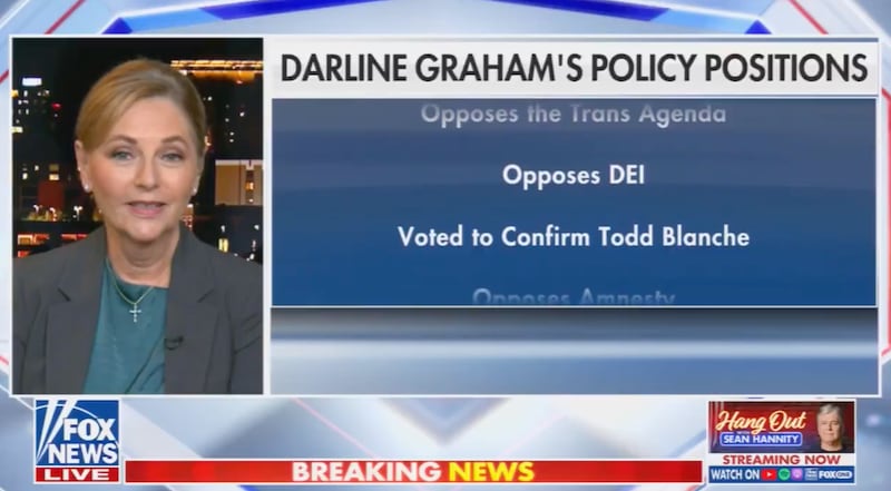 Darlene Graham has policy positions, apparently, just not on Taiwan.