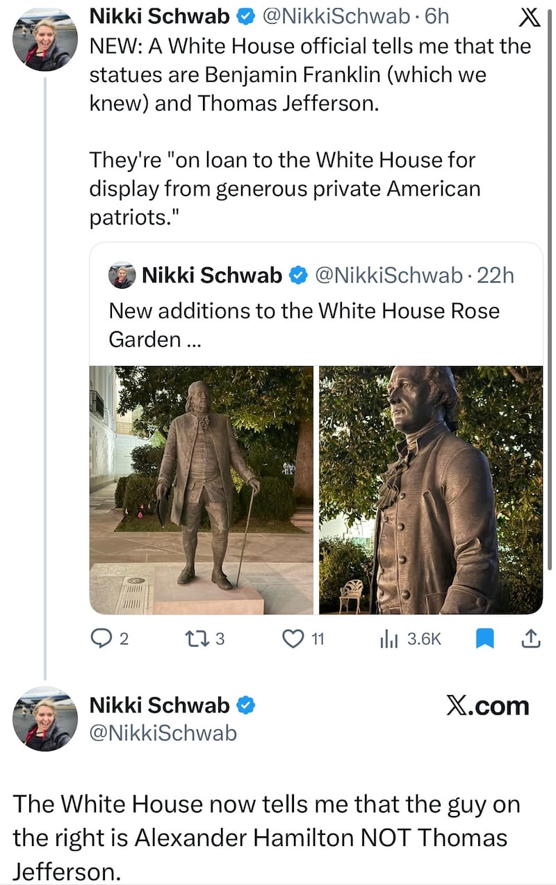 Nikki Schwab white house statues