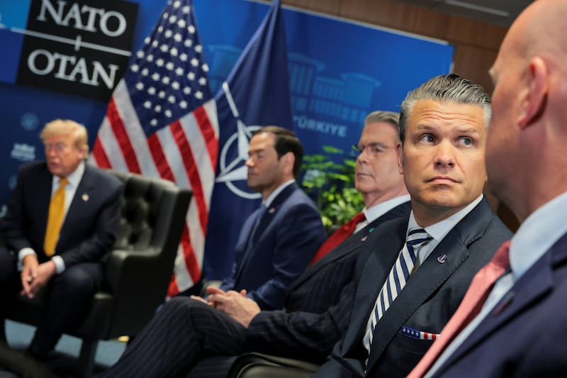 U.S. President Donald Trump and NATO Secretary General Mark Rutte (not pictured) hold a bilateral meeting on the sidelines of the NATO leaders' summit at the Bestepe Presidential Compound, joined by U.S. Defence Secretary Pete Hegseth, Treasury Secretary Scott Bessent, and Secretary of State Marco Rubio, in Ankara, Turkey, July 8, 2026.