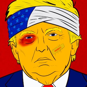 bruised Donald Trump illustration, illo