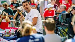U.S. right-wing activist and commentator Charlie Kirk appears at a Utah Valley University speaking event in Orem, Utah, U.S. September 10, 2025. Trent Nelson/The Salt Lake Tribune via REUTERS.    NO RESALES. NO ARCHIVES. THIS IMAGE HAS BEEN SUPPLIED BY A THIRD PARTY     TPX IMAGES OF THE DAY