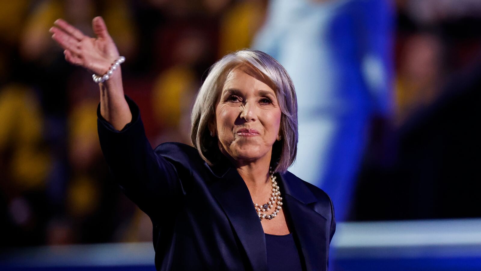 New Mexico Gov. Michelle Lujan Grisham leaves the stage after speaking during the second day of the Democratic National Convention at the United Center on August 20, 2024 in Chicago, Illinois.