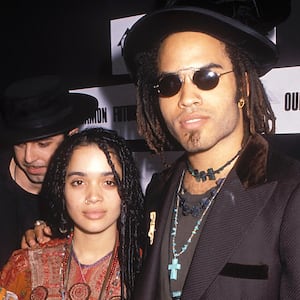 Lenny Kravitz with wife Lisa Bonet and daughter Zoe at a press conference in Lincoln Center, New York City, 1989.
