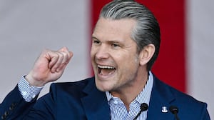 Defense Secretary Pete Hegseth speaks at Blue Origin in Cape Canaveral, Florida, on February 2, 2026.