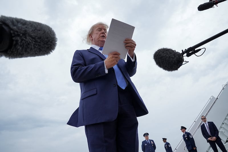 U.S. President Donald Trump addressed reporters before heading to New York, and was asked about the USS Abraham Lincoln.