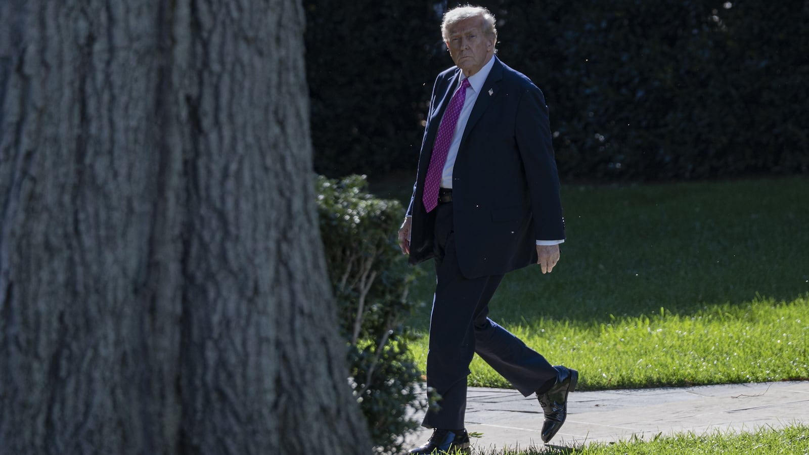 WASHINGTON DC, UNITED STATES - OCTOBER 17: United States President Donald Trump departs at the White House to Florida in Washington D.C, October 17, 2025. (Photo by Celal Gunes/Anadolu via Getty Images)