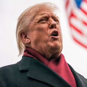 WASHINGTON, DC - NOVEMBER 22: President Donald Trump speaks to members of the press before departing the White House on Marine One in Washington, D.C., on November 22, 2025. (Photo by Allison Robbert/For The Washington Post via Getty Images)