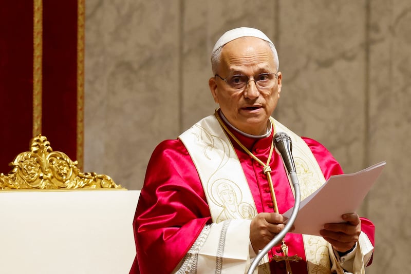 Pope Leo XIV presides over a Prayer Vigil and Rosary for Peace, in Saint Peter's Basilica at the Vatican, April 11, 2026. REUTERS/Remo Casilli