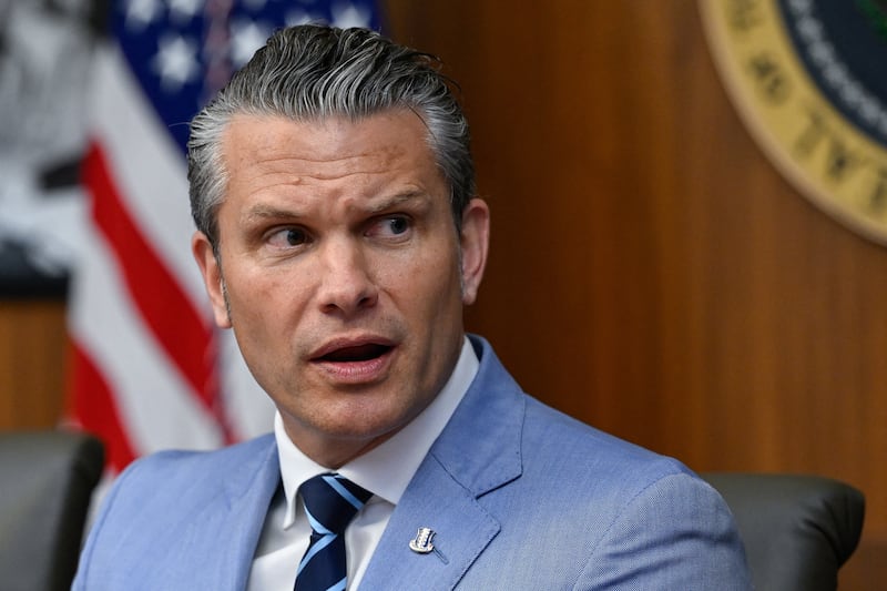 U.S. Secretary of Defense Pete Hegseth speaks.