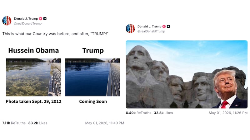 Two of President Donald Trump’s late-night posts on May 1.