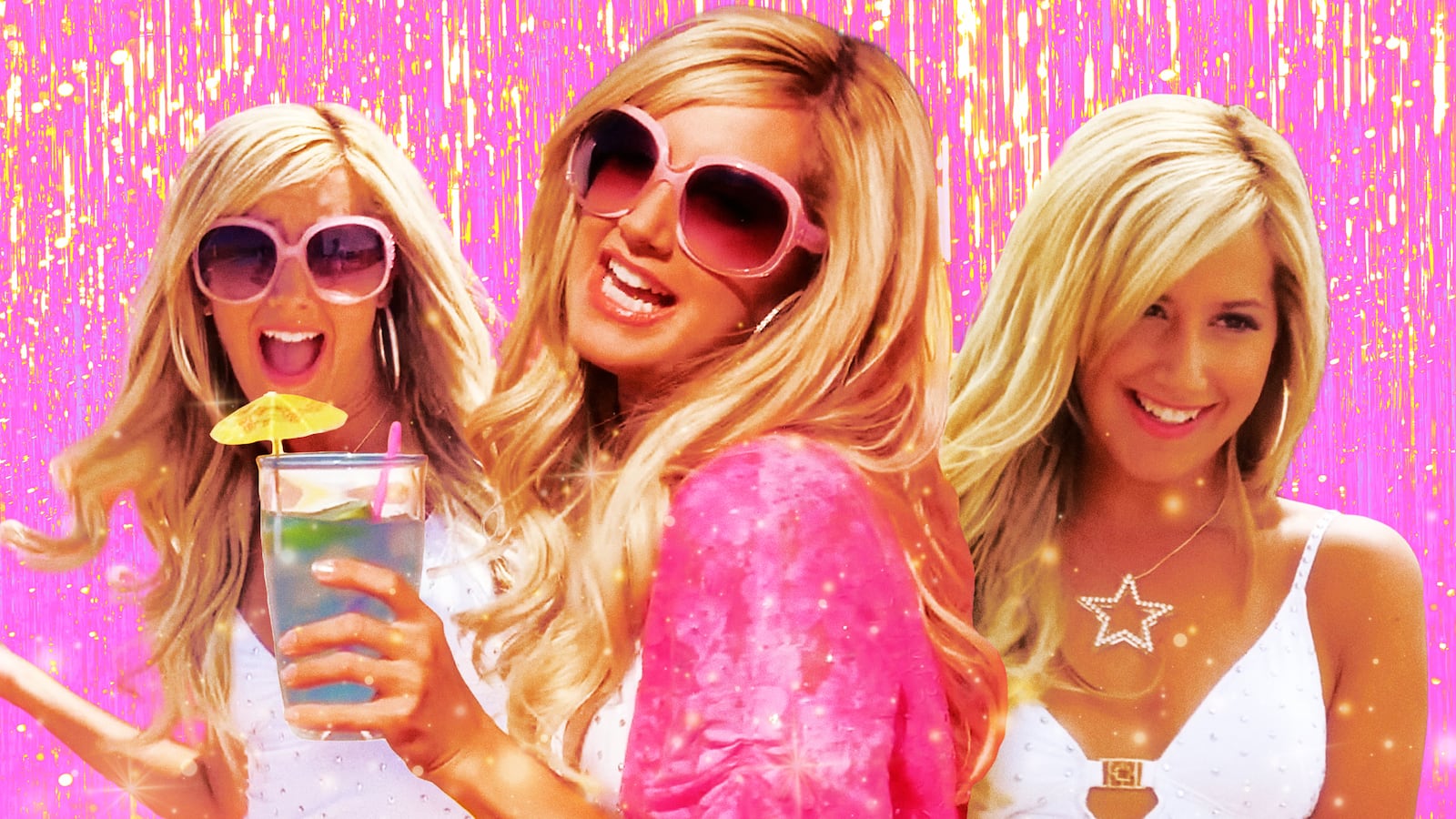 A photoillustration of Ashley Tisdale performing “Fabulous” High School Musical 2.