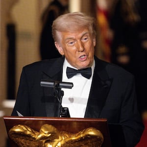 President Donald Trump speaks during the National Governors Association Evening Dinner and Reception in the East Room of the White House on Feb. 22.