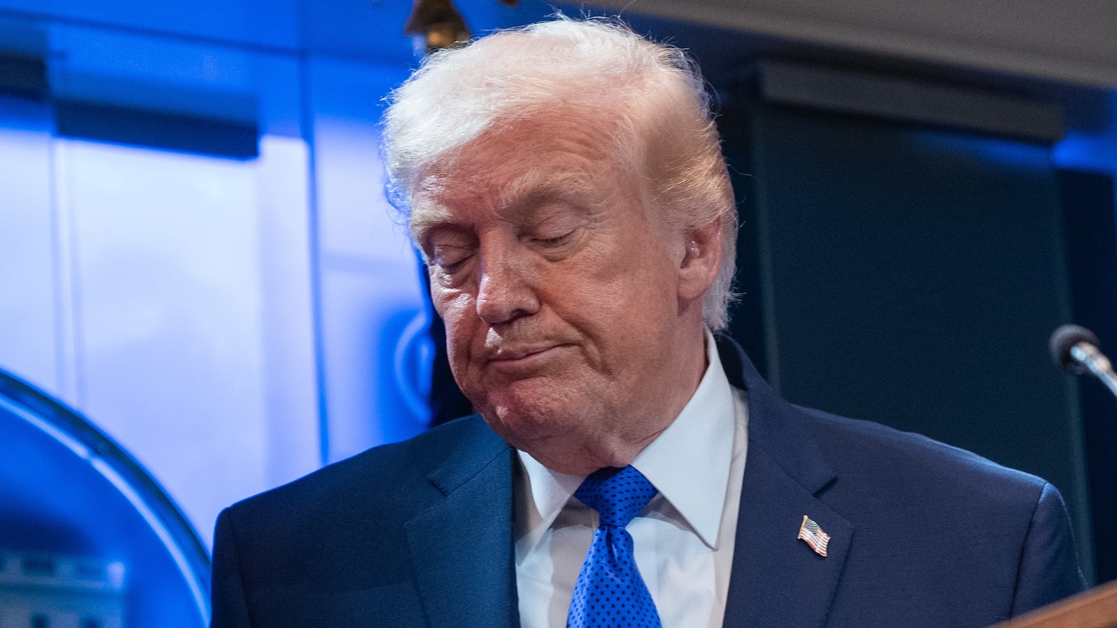 WASHINGTON, DC - FEBRUARY 20: U.S. President Donald Trump answers questions during a press briefing held at the White House February 20, 2026 in Washington, DC. The U.S. Supreme Court today ruled against Trump's use of emergency powers to implement international trade tariffs, a central portion of the administration's core economic policy.(Photo by Aaron Schwartz/Getty Images)