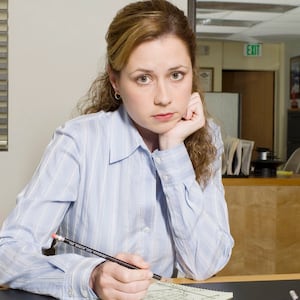 THE OFFICE -- Season 3 -- Pictured: Jenna Fischer as Pam Beesly  (Photo by Mitchell Haaseth/NBCU Photo Bank/NBCUniversal via Getty Images via Getty Images)
