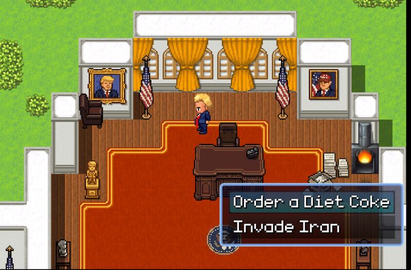 Trump's trigger-happy mindset is in full force throughout the game.