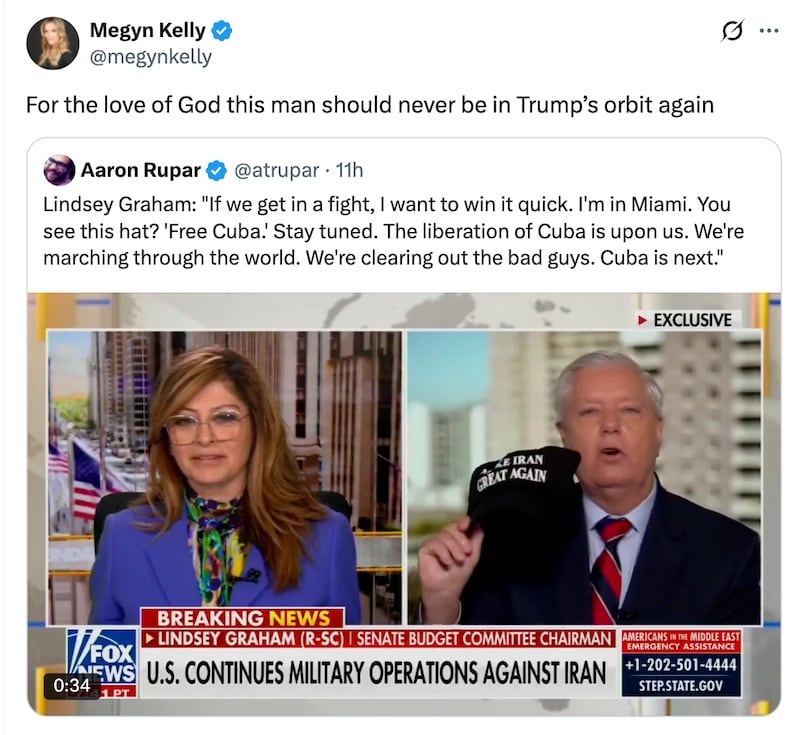Megyn Kelly X post about Lindsey Graham