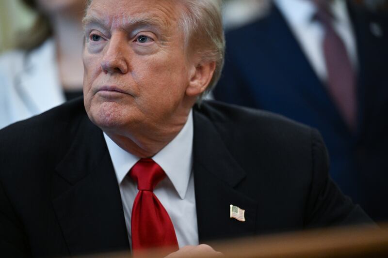 President Donald Trump is seen in the Oval Office on November 6, 2025 in Washington, D.C.