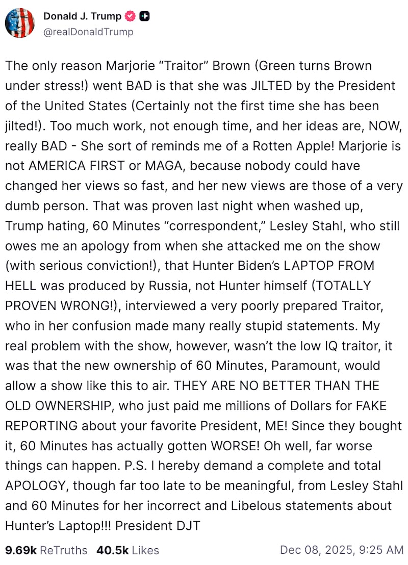 Donald Trump on Truth Social