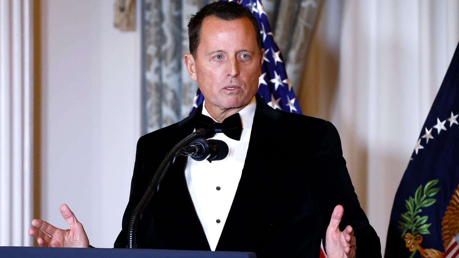 Former Kennedy Center Director Richard Grenell speaking at the 48th Kennedy Center Honors Medallion Reception at the U.S. Department of State on December 06, 2025 in Washington, DC.