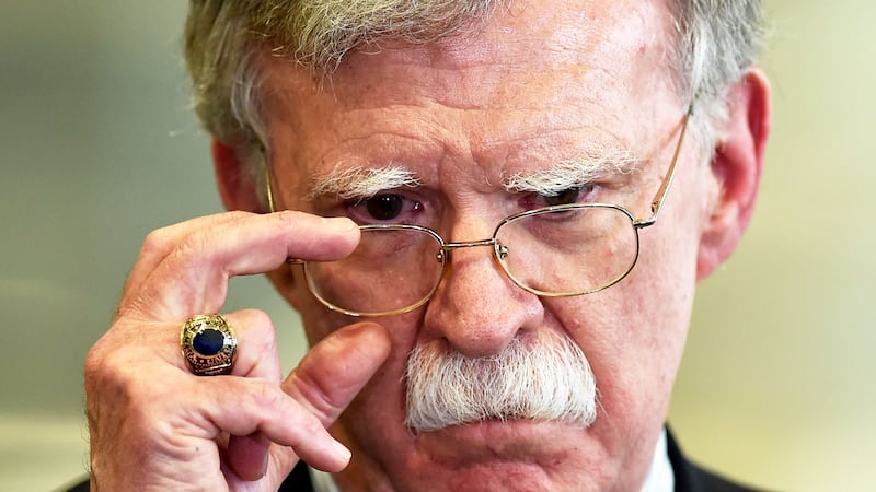 US National Security Advisor John Bolton answers journalists questions after his meeting with Belarus President in Minsk on August 29, 2019.