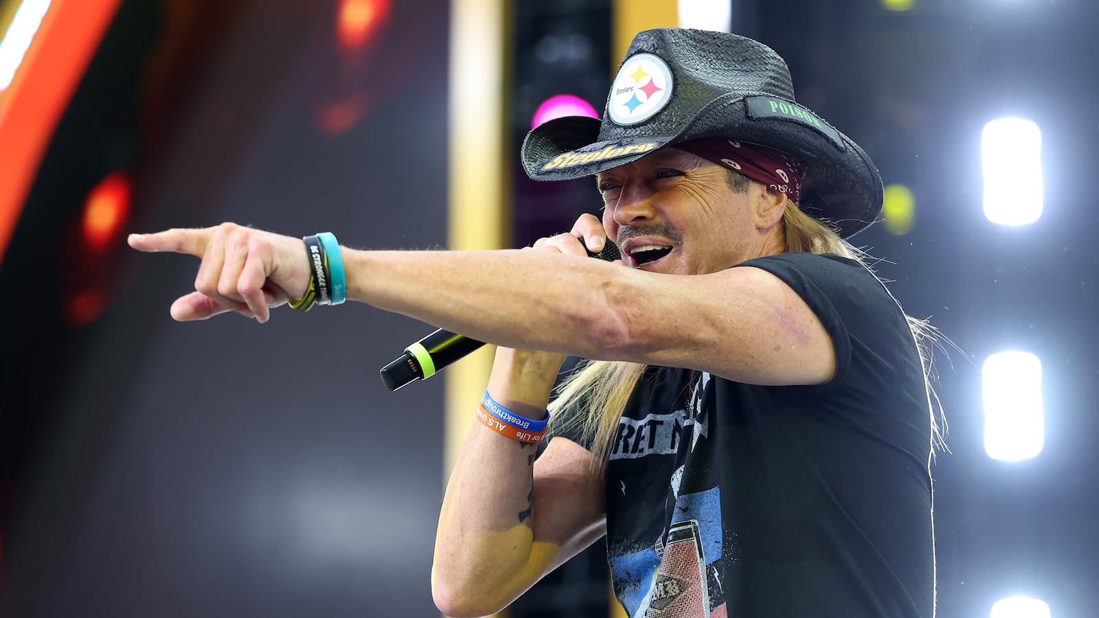 Bret Michaels performs prior to Round Two of the 2026 NFL Draft at Acrisure Stadium on April 24, 2026 in Pittsburgh, Pennsylvania.
