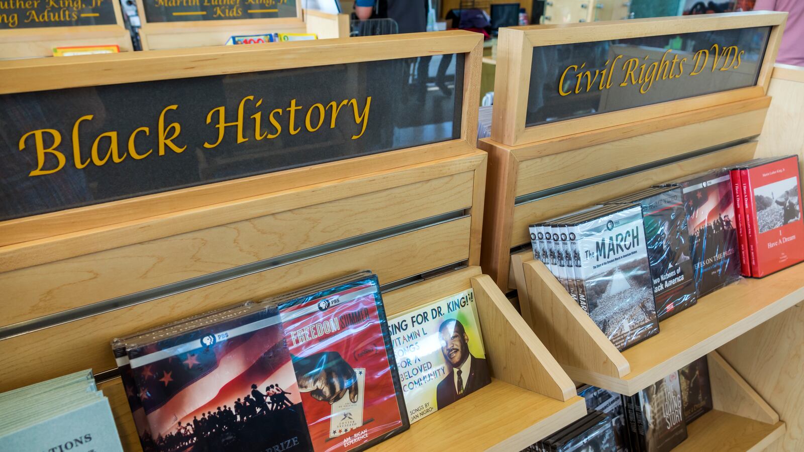 Washington DC, Martin Luther King Memorial, Black History display in bookstore.